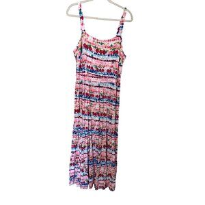 Colorful Sleeveless Boho Maxi Dress 1X With Smocked Top Beachy Vacation Lagom